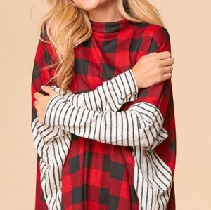 Haptics by Holly Harper red buffalo plaid poncho Size 2X
